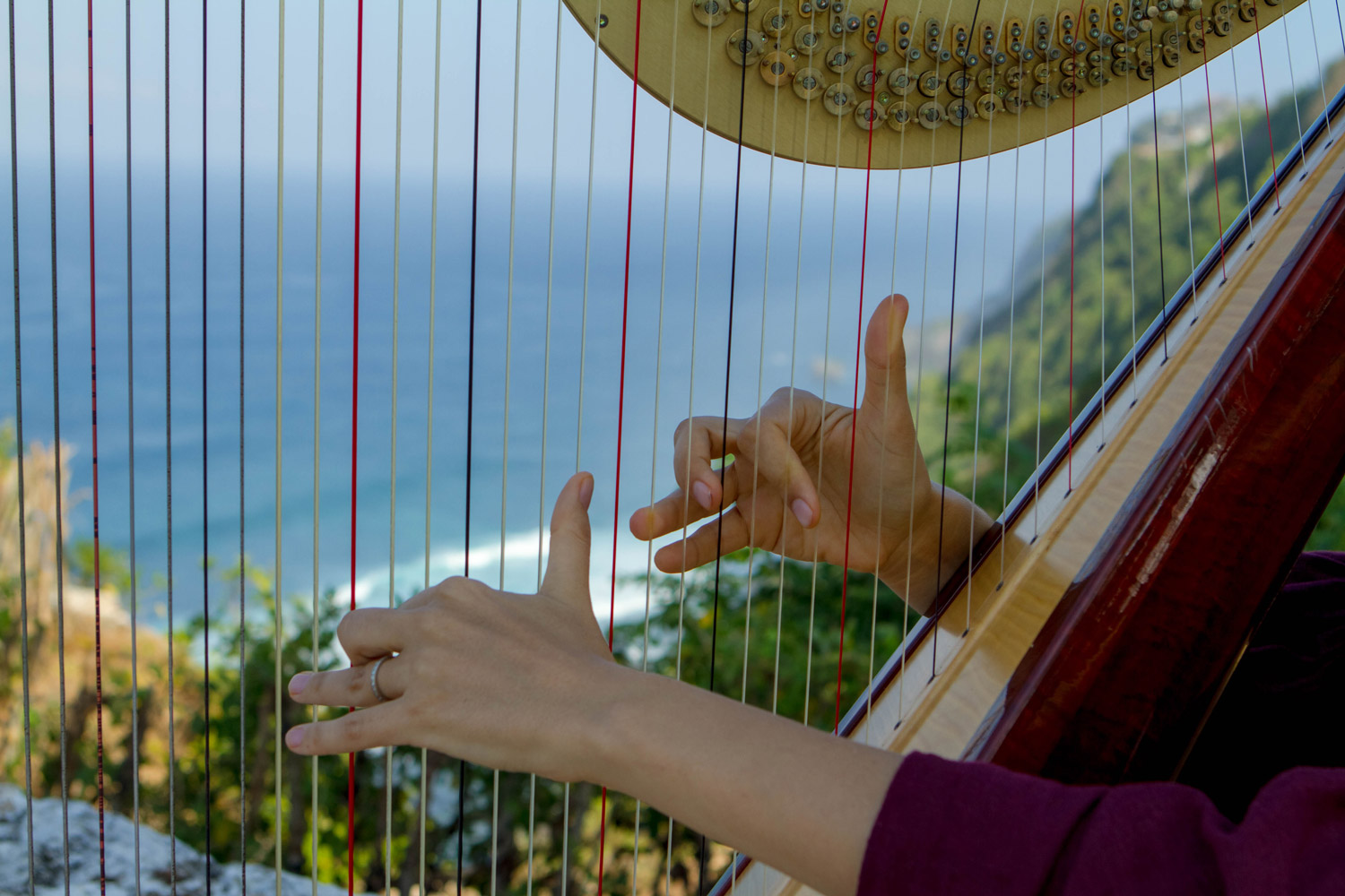 Female harpist bali